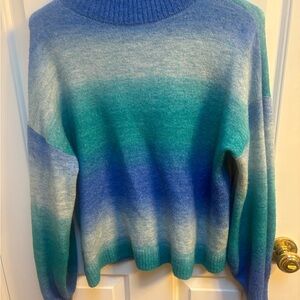 Blue Green Gradient Mockneck Sweater